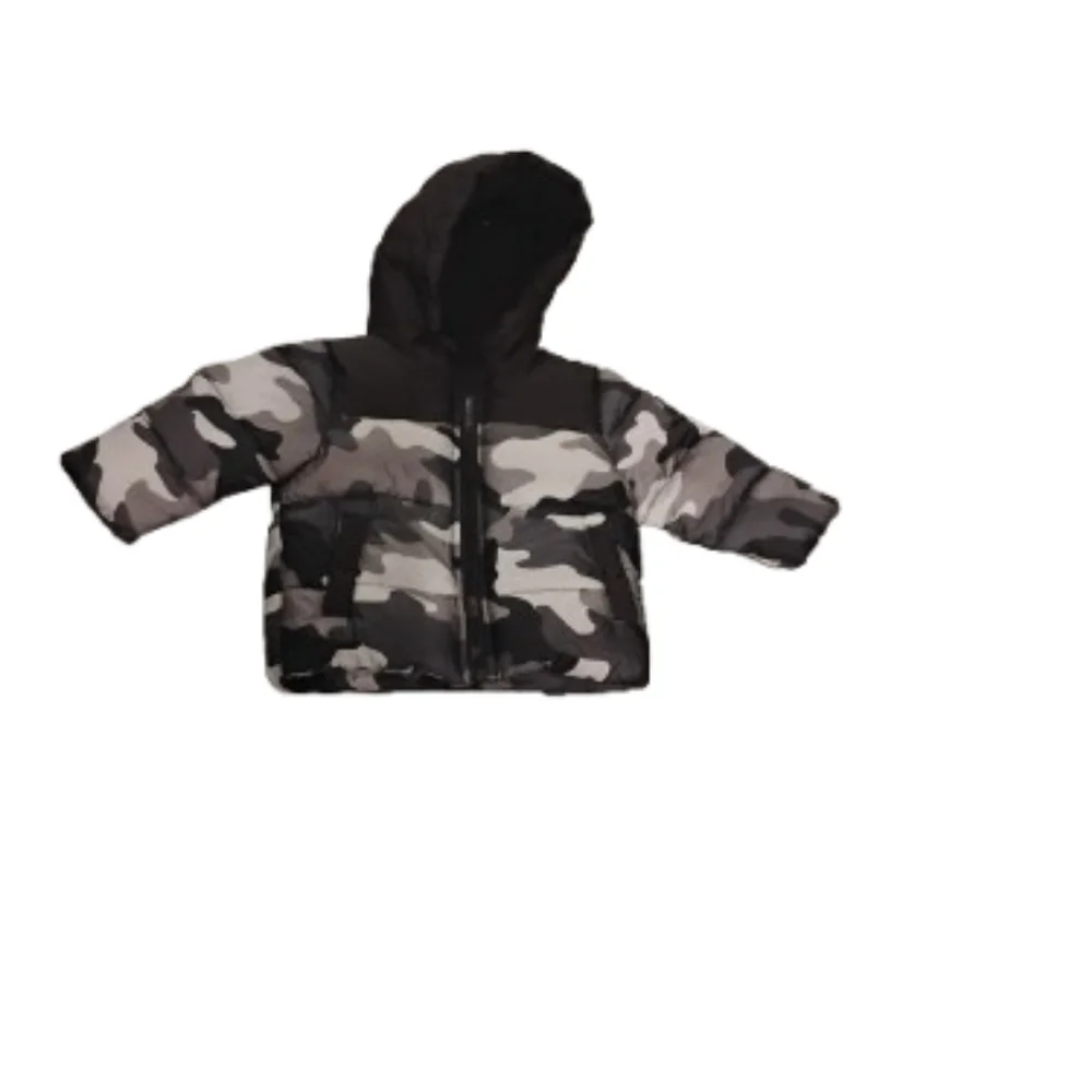 NWT Michael Kors Camo Print Boys Hooded Puffer Jacket Sz 12 Mos